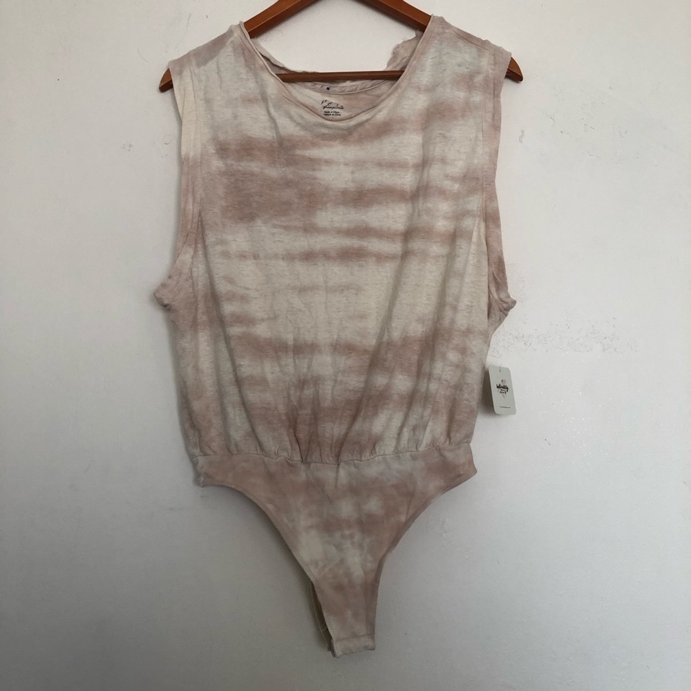 Free people tie dye sleeveless thong bodysuit